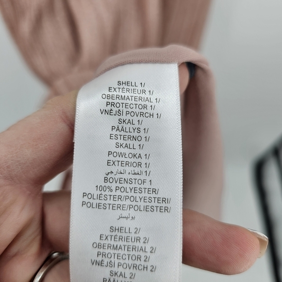 Adrianna Papell Pleated metallic vneck Gown Women size 8 Blush Pink maxi Formal - Picture 14 of 15